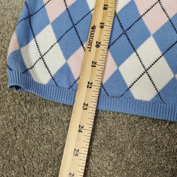 346 Brooks Brothers Supima Cotton Women's Sweater Size L Blue Argyle Tennis Prep - Picture 6 of 6